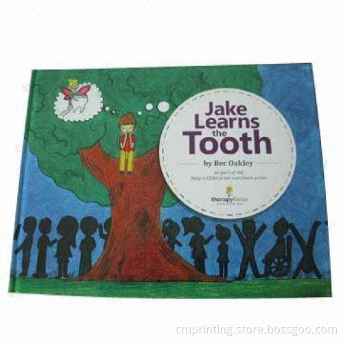 Hardcover book printing for children, using thicker art paper and 2mm grey board